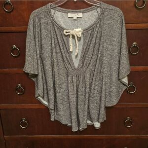 LOFT Ruched Slouch Gray Top